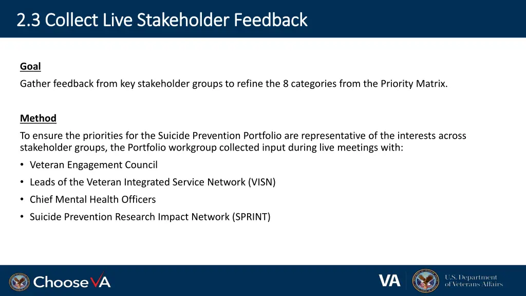 2 3 collect live stakeholder feedback 2 3 collect