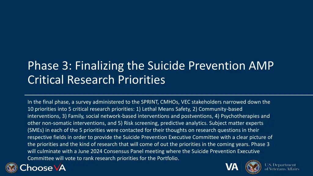 phase 3 finalizing the suicide prevention