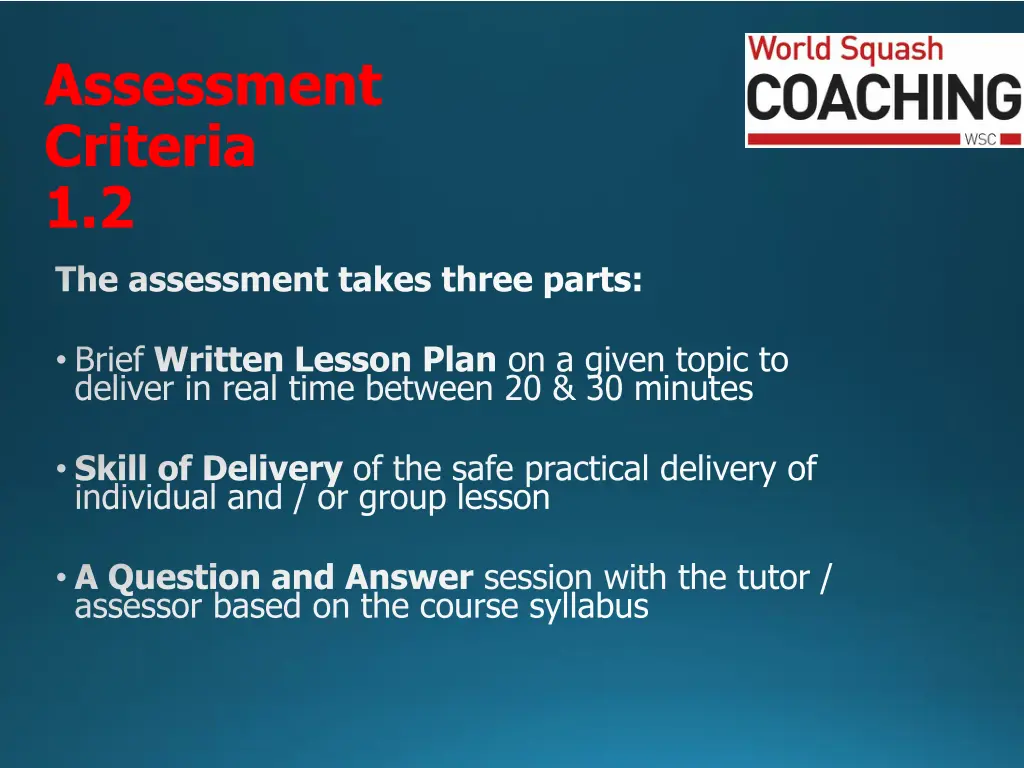 assessment criteria 1 2