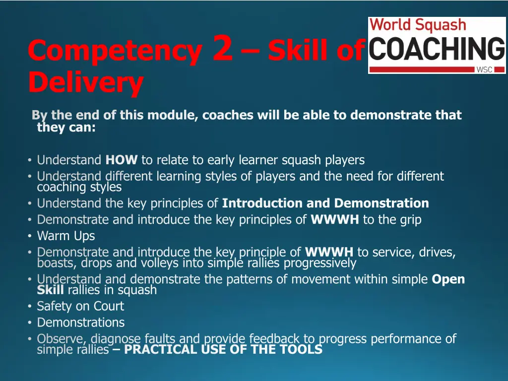 competency 2 skill of delivery