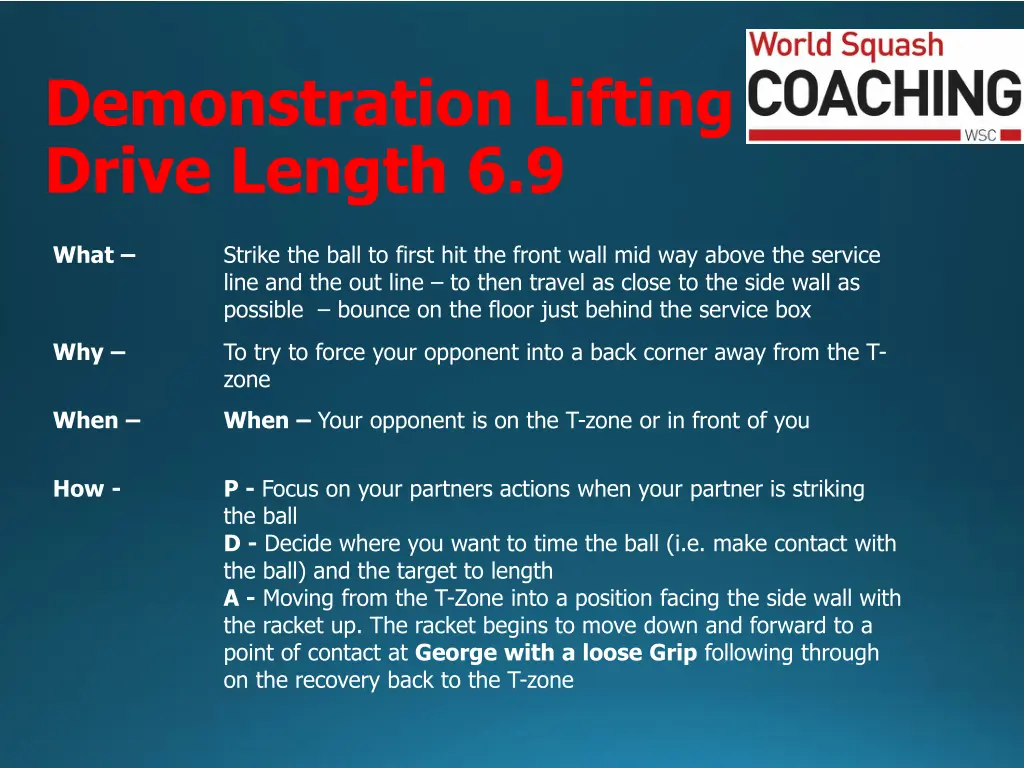 demonstration lifting drive length 6 9
