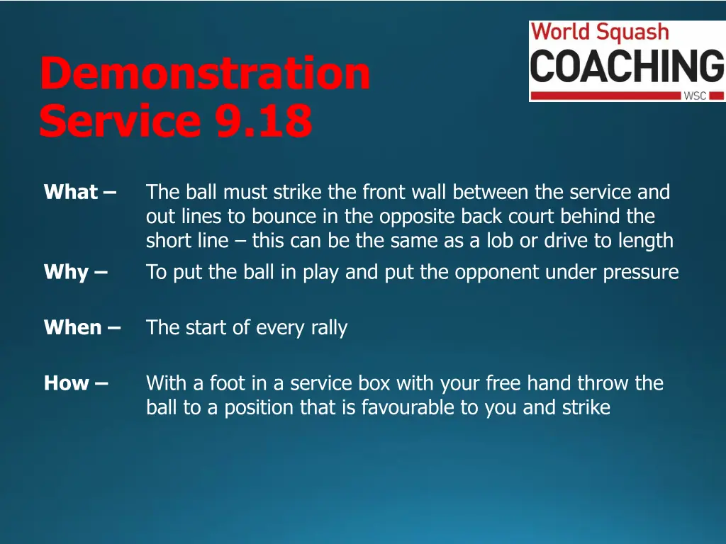 demonstration service 9 18