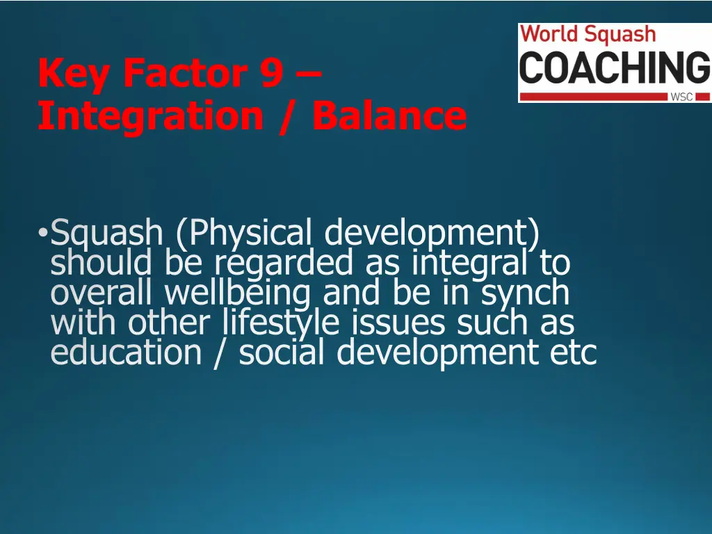 key factor 9 integration balance