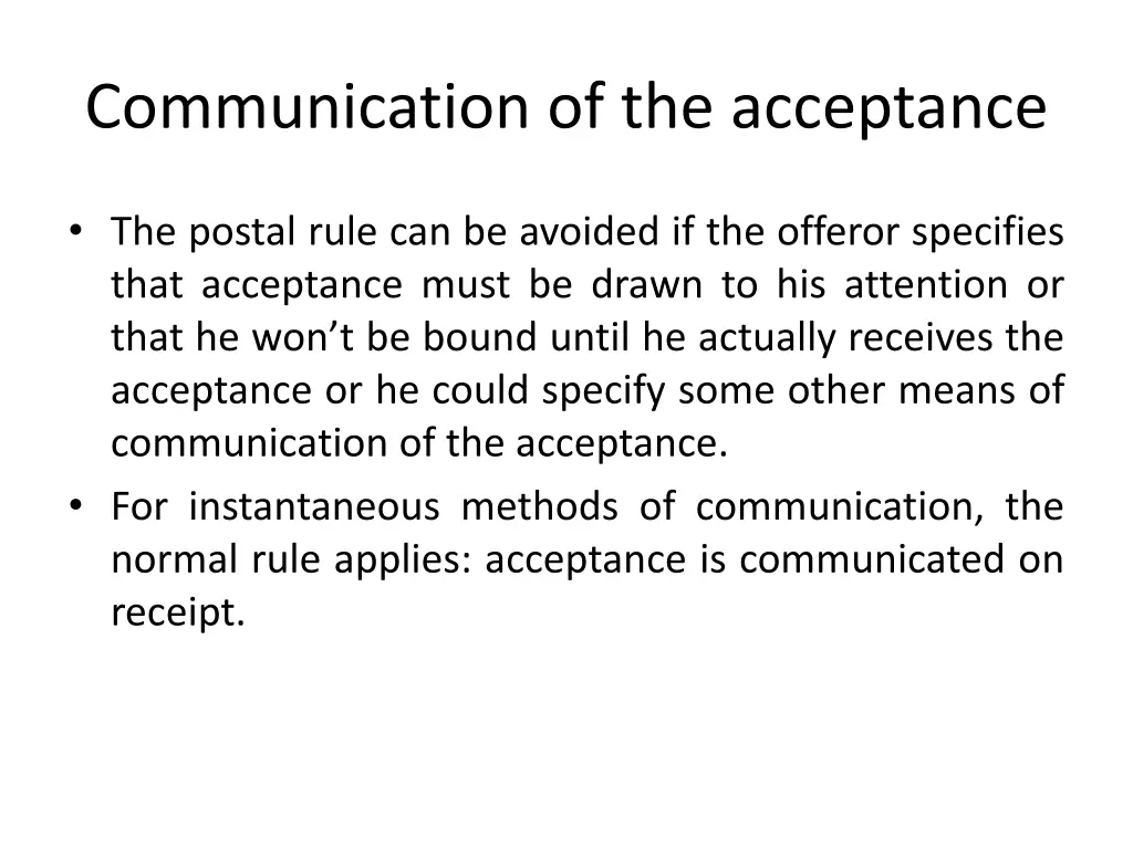communication of the acceptance 1