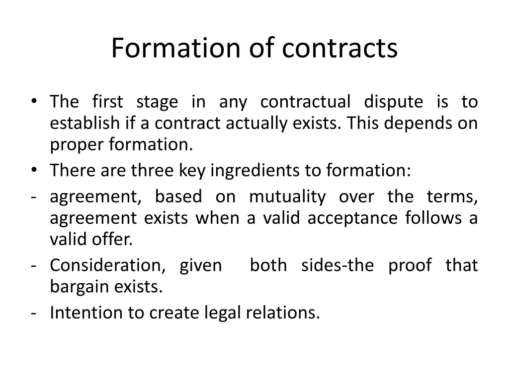 formation of contracts