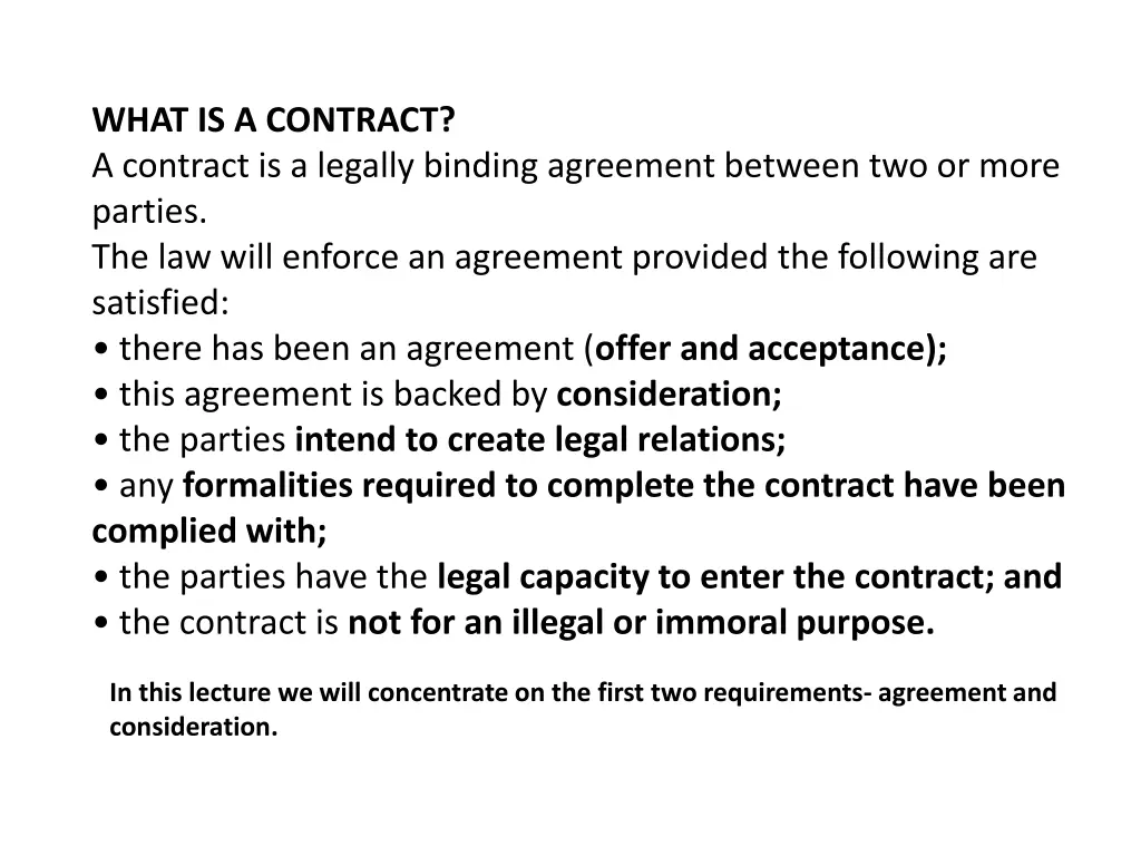 what is a contract a contract is a legally