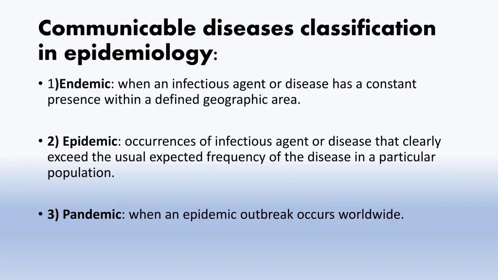 communicable diseases classification