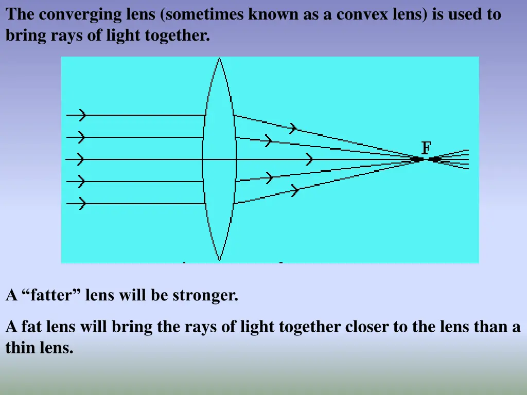 the converging lens sometimes known as a convex