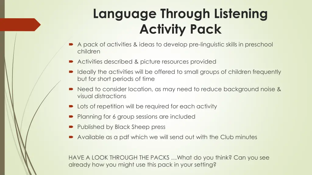 language through listening activity pack
