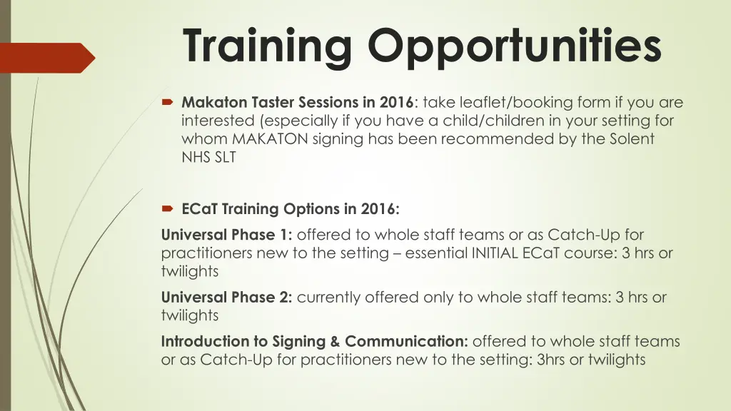 training opportunities