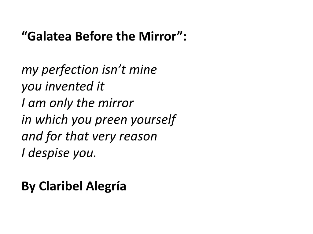 galatea before the mirror my perfection