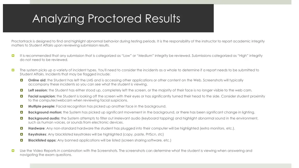 analyzing proctored results