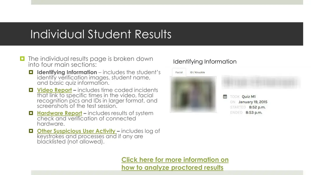 individual student results