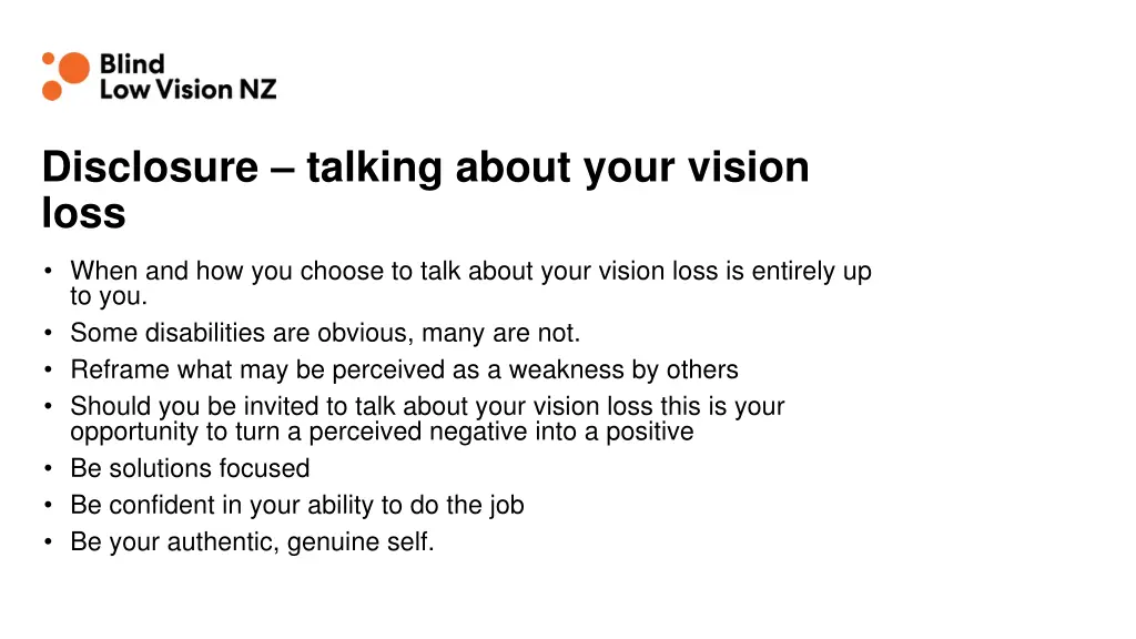 disclosure talking about your vision loss