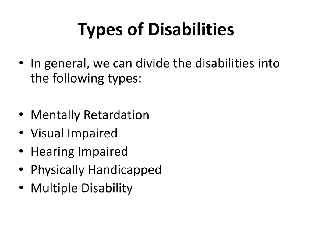 types of disabilities