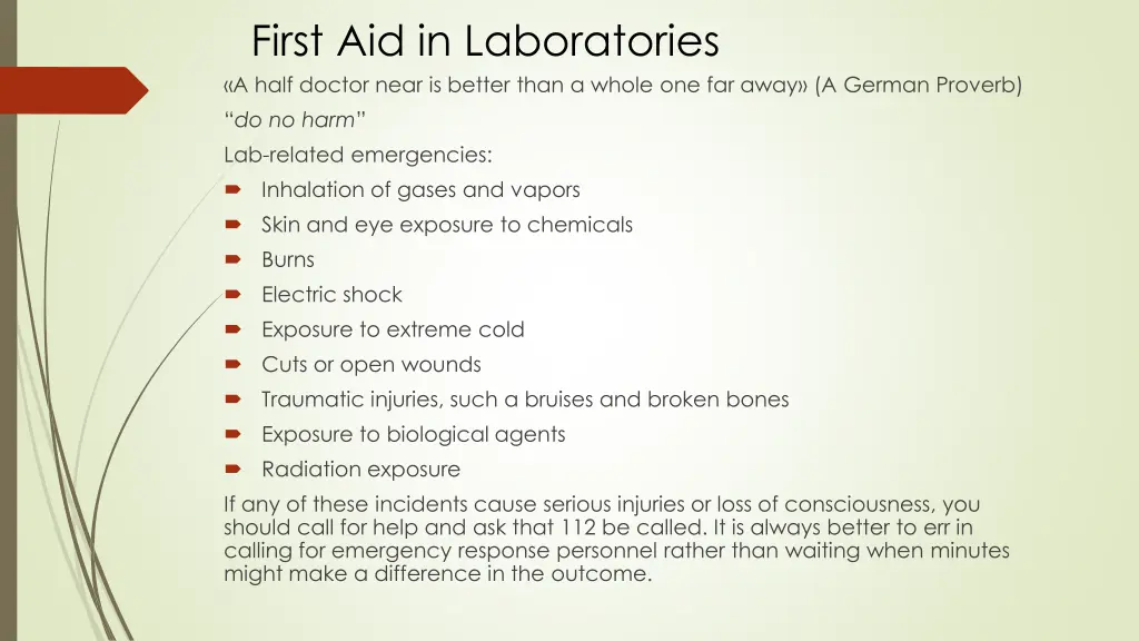 first aid in laboratories a half doctor near