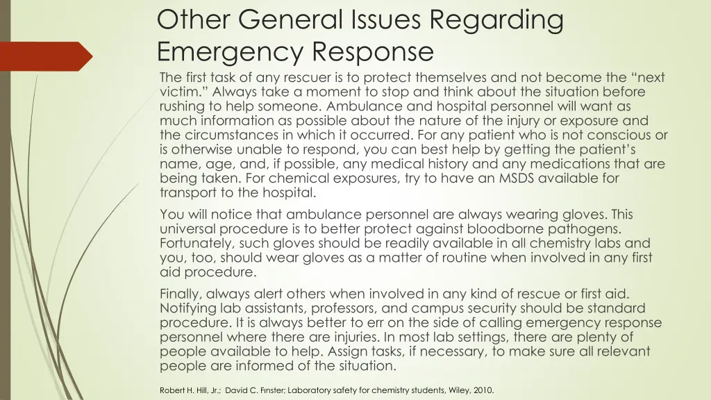 other general issues regarding emergency response