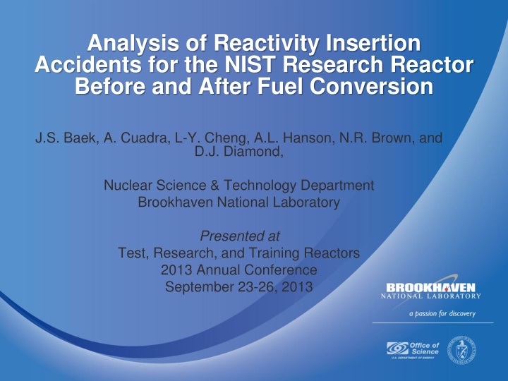 analysis of reactivity insertion accidents