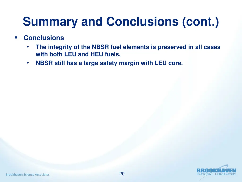 summary and conclusions cont