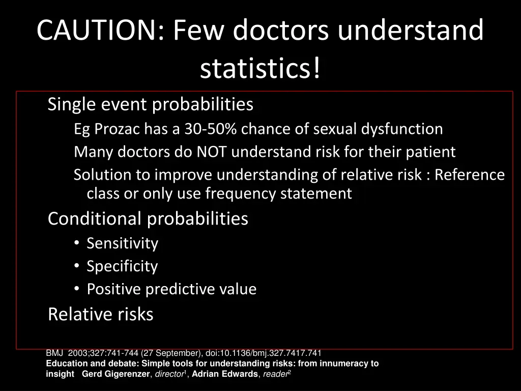 caution few doctors understand statistics single