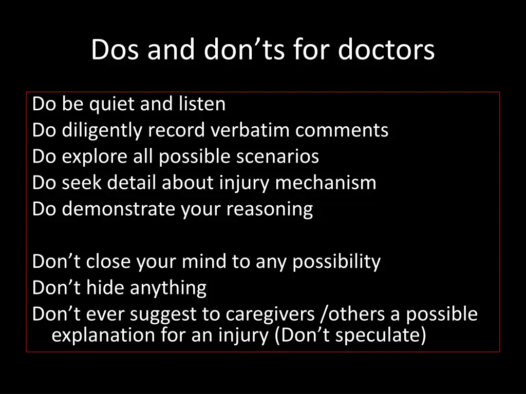 dos and don ts for doctors