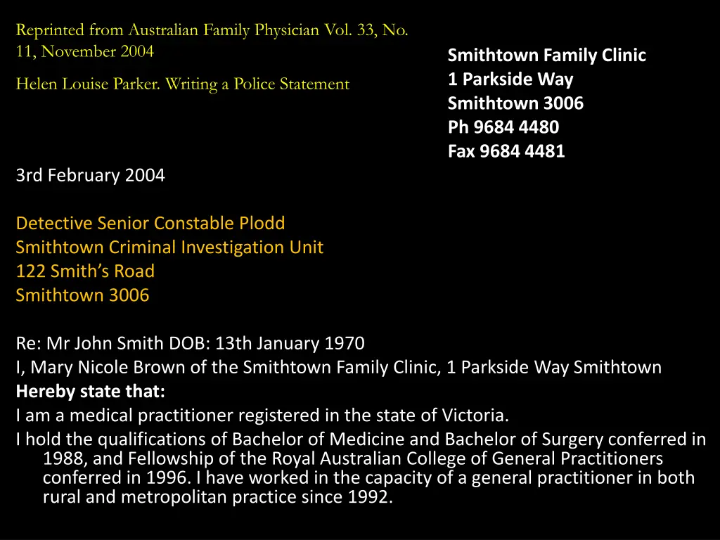 reprinted from australian family physician 1