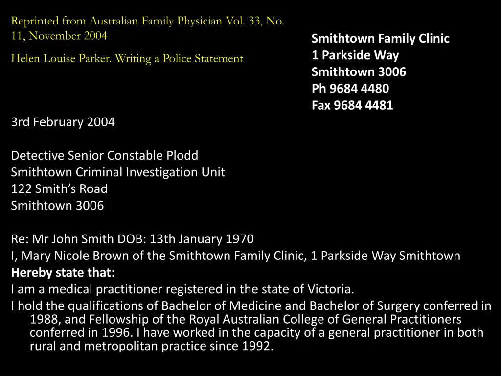 reprinted from australian family physician