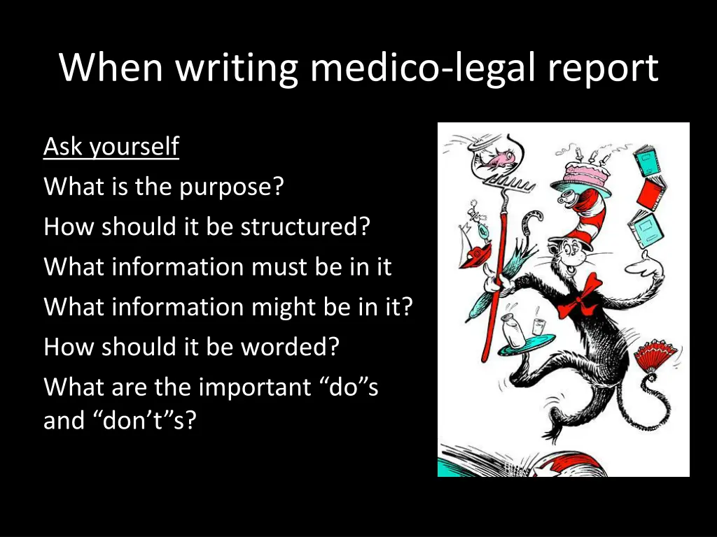when writing medico legal report