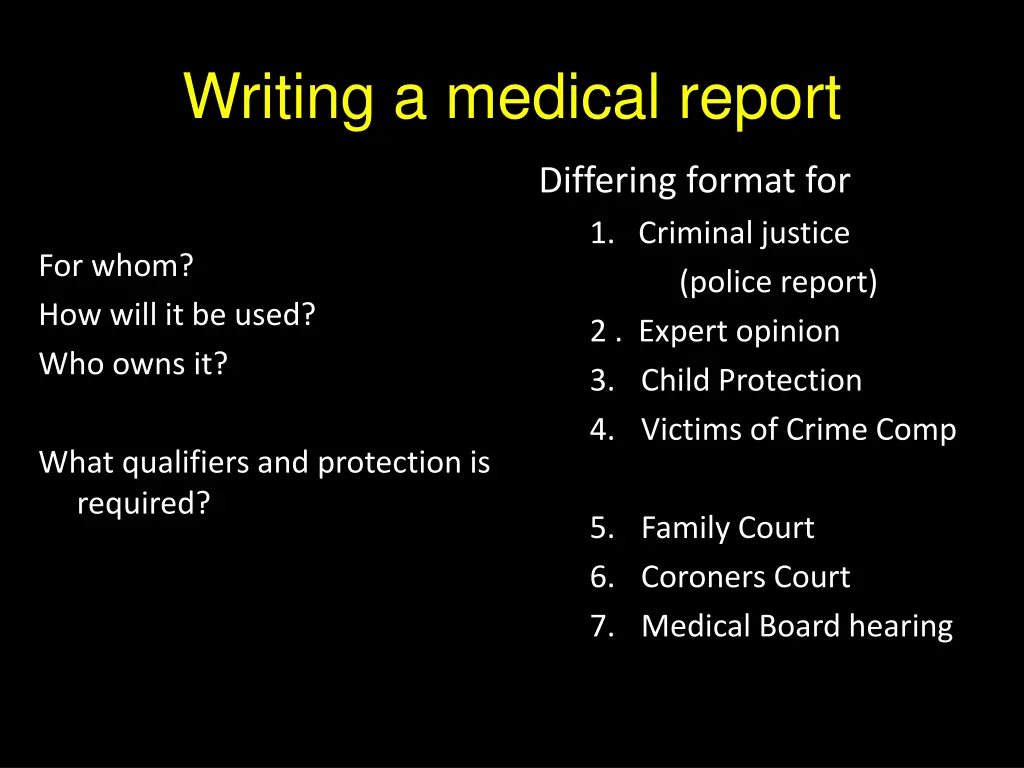 writing a medical report