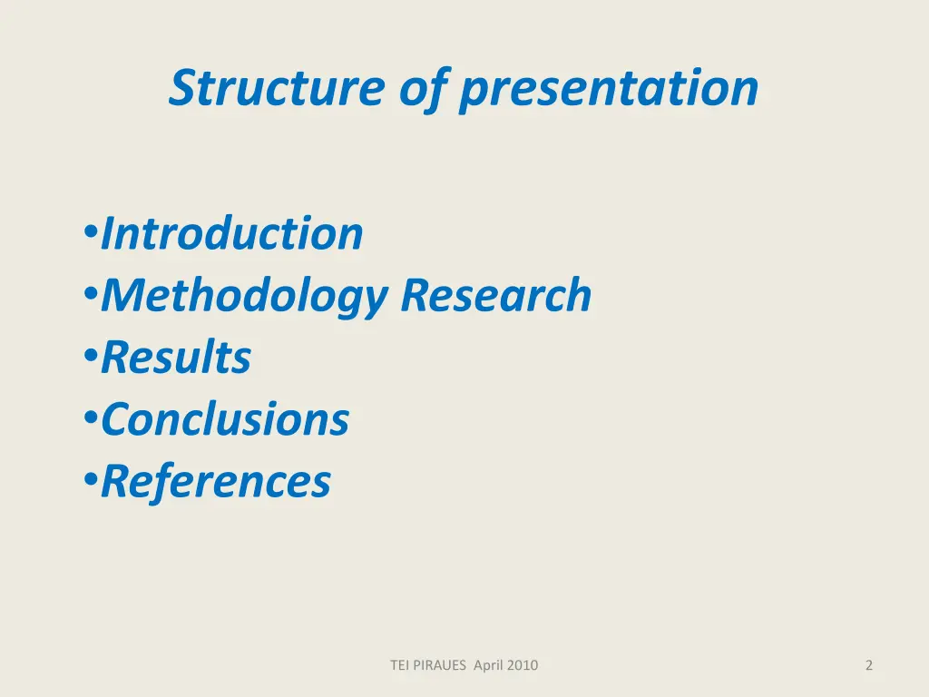 structure of presentation