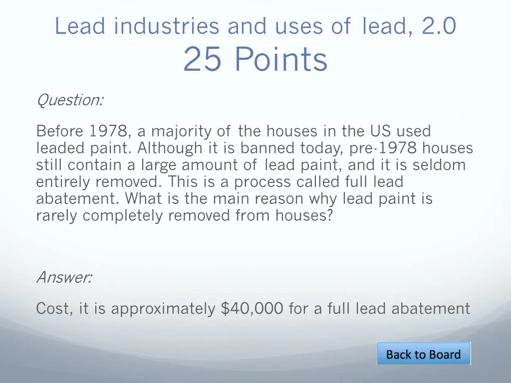lead industries and uses of lead 2 0 25 points