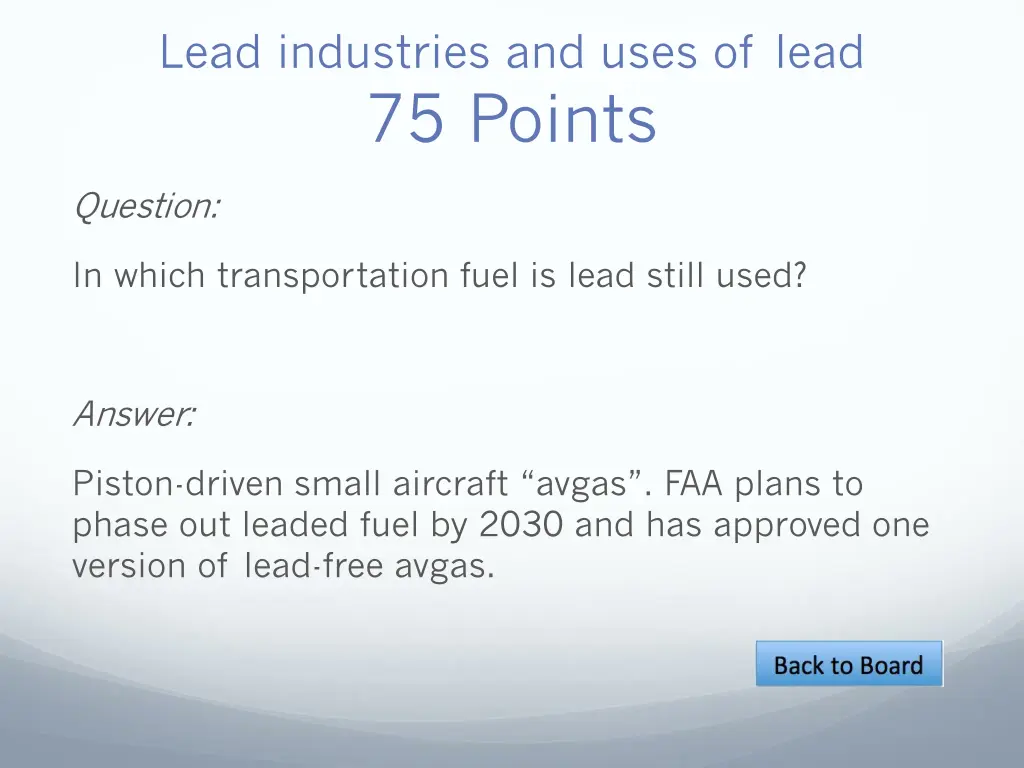 lead industries and uses of lead 75 points
