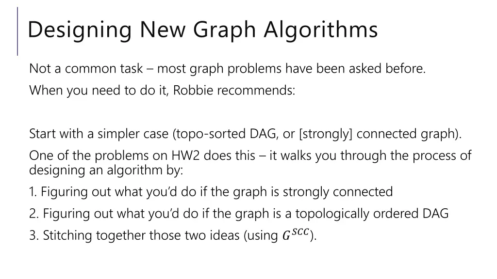 designing new graph algorithms