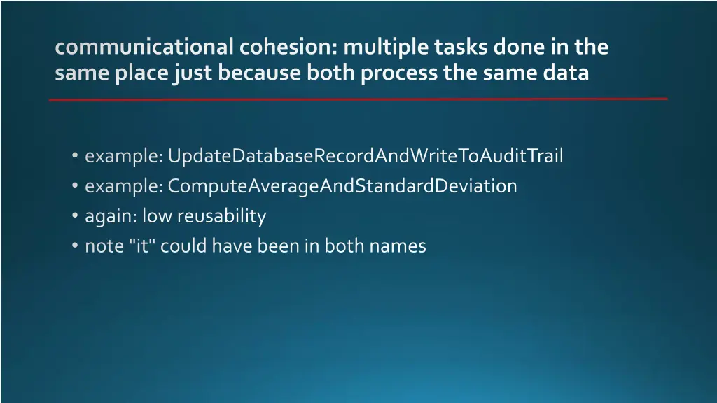 communicational cohesion multiple tasks done