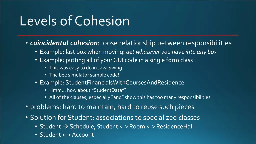 levels of cohesion