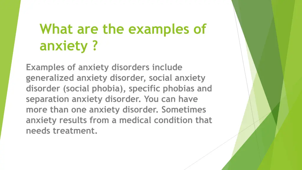 what are the examples of anxiety