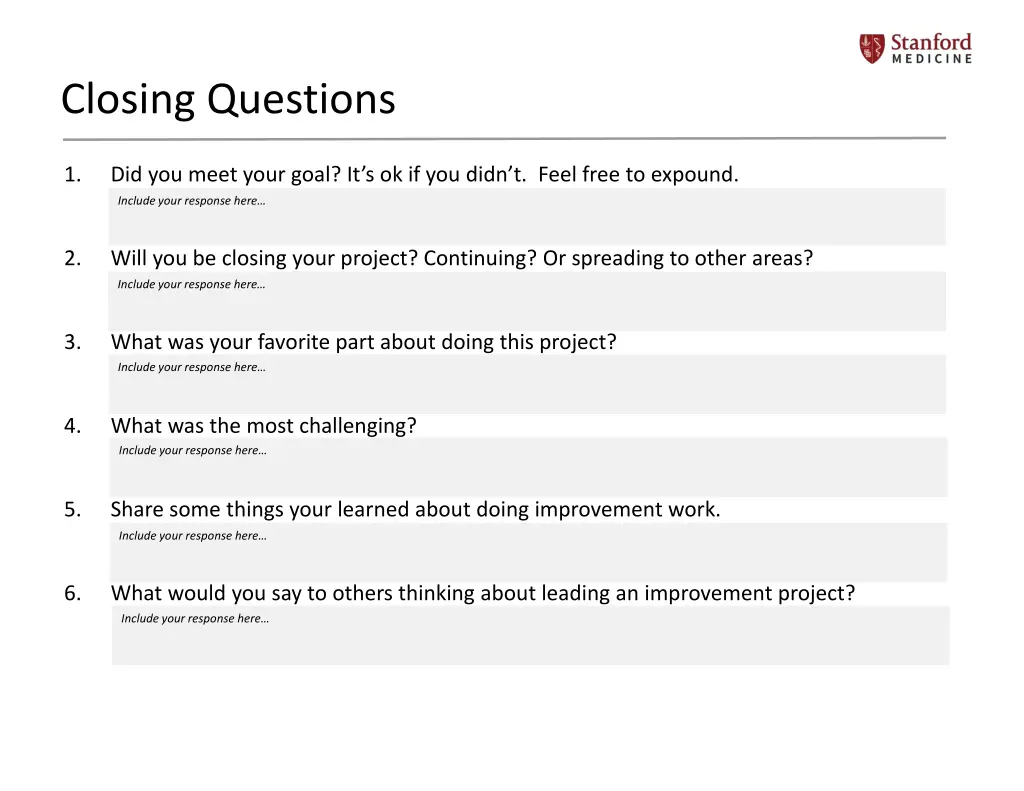 closing questions