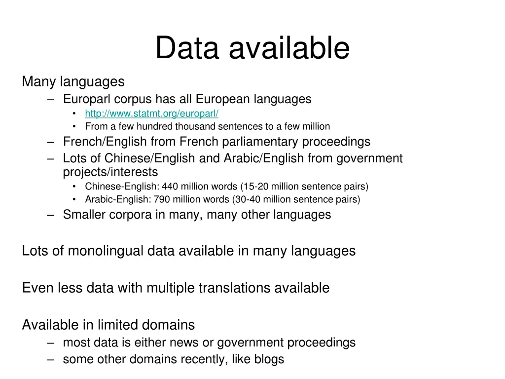data available