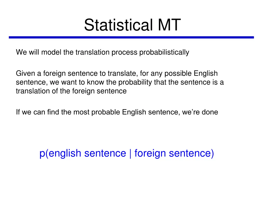 statistical mt