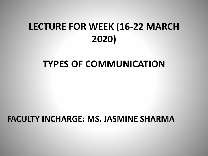 lecture for week 16 22 march 2020