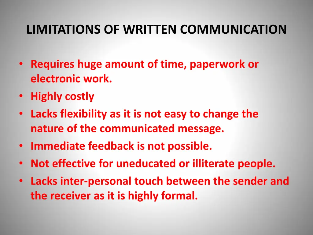 limitations of written communication