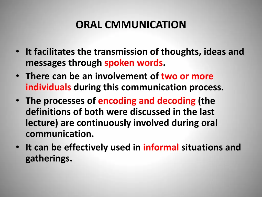 oral cmmunication
