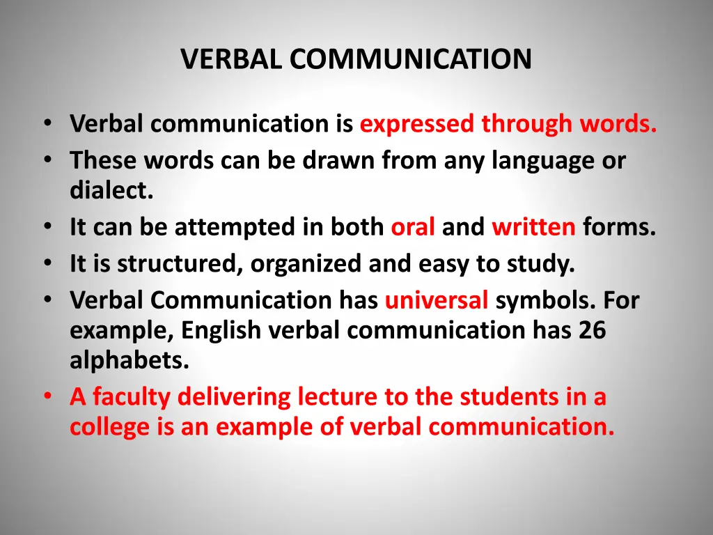 verbal communication
