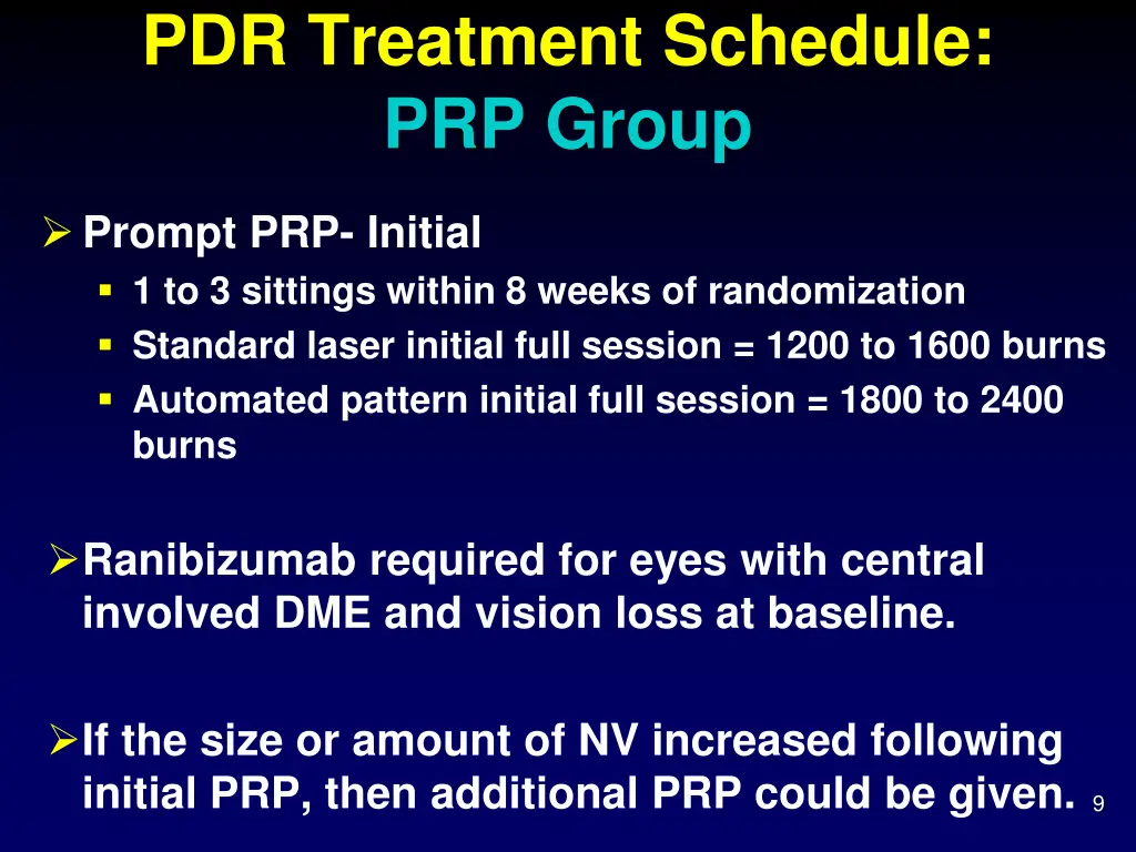 pdr treatment schedule prp group