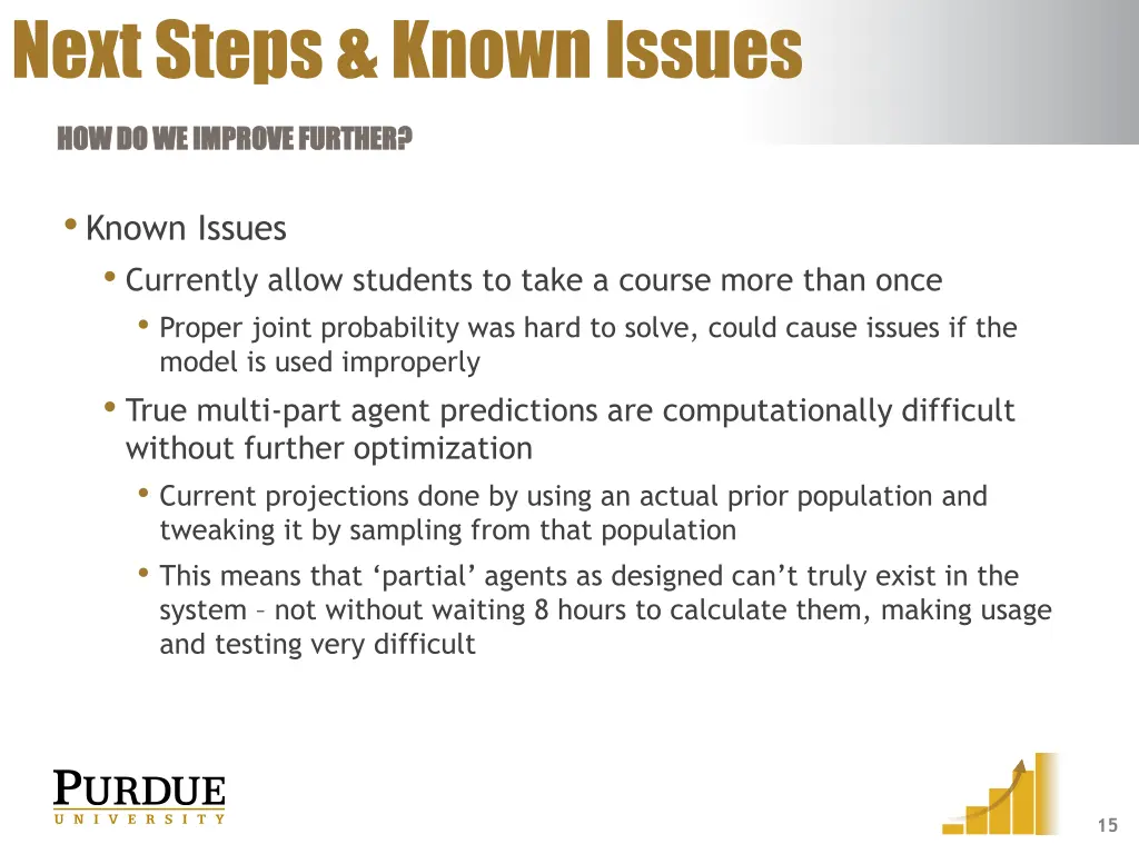 next steps known issues