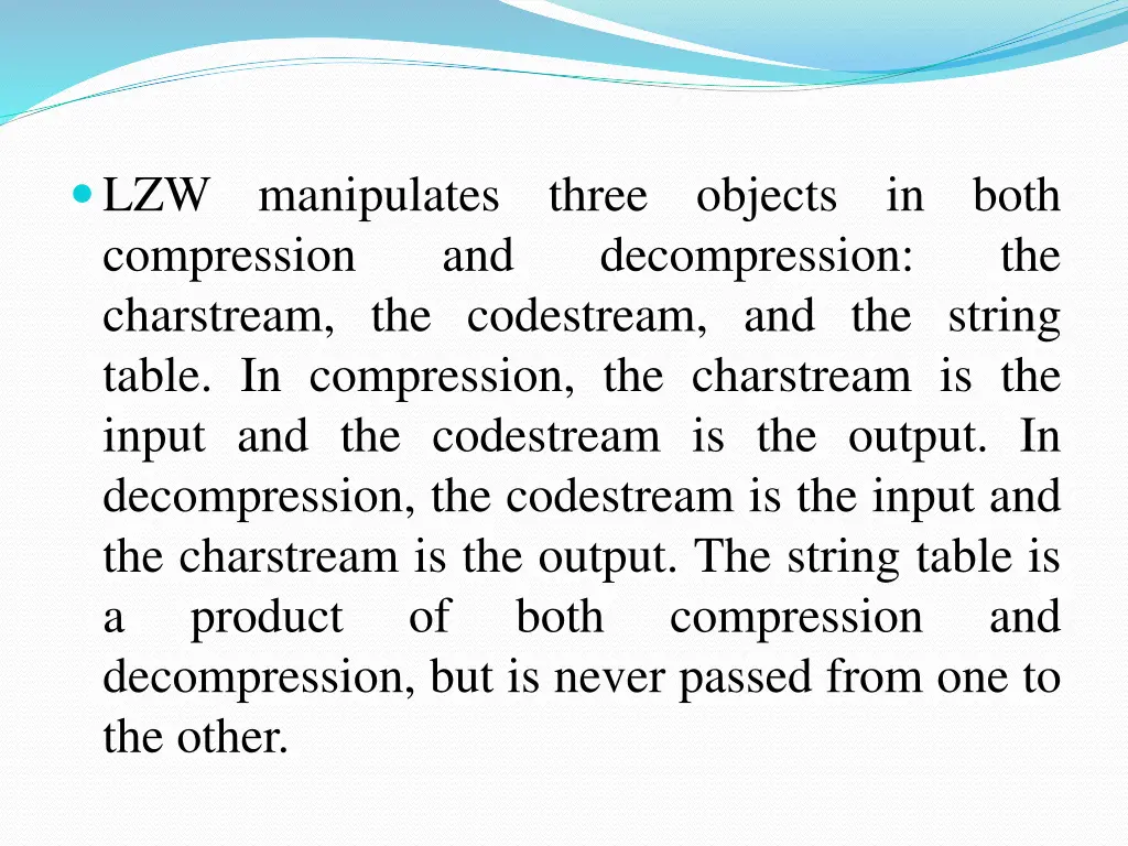 lzw compression charstream the codestream
