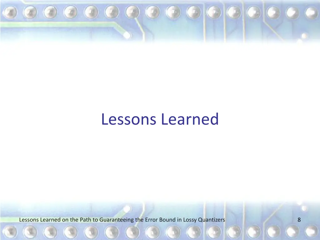 lessons learned