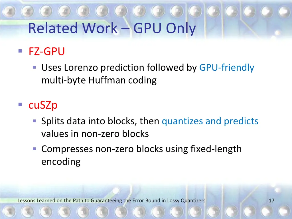 related work gpu only