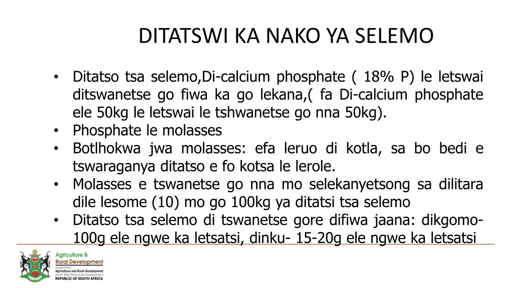 ditatswi ka nako ya selemo 1