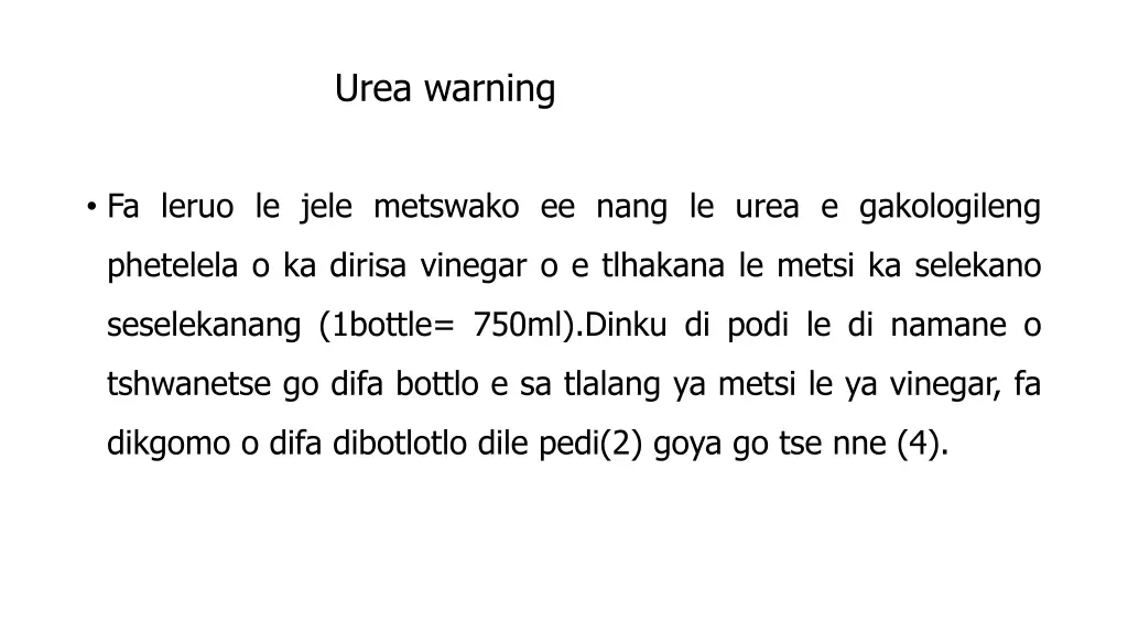 urea warning